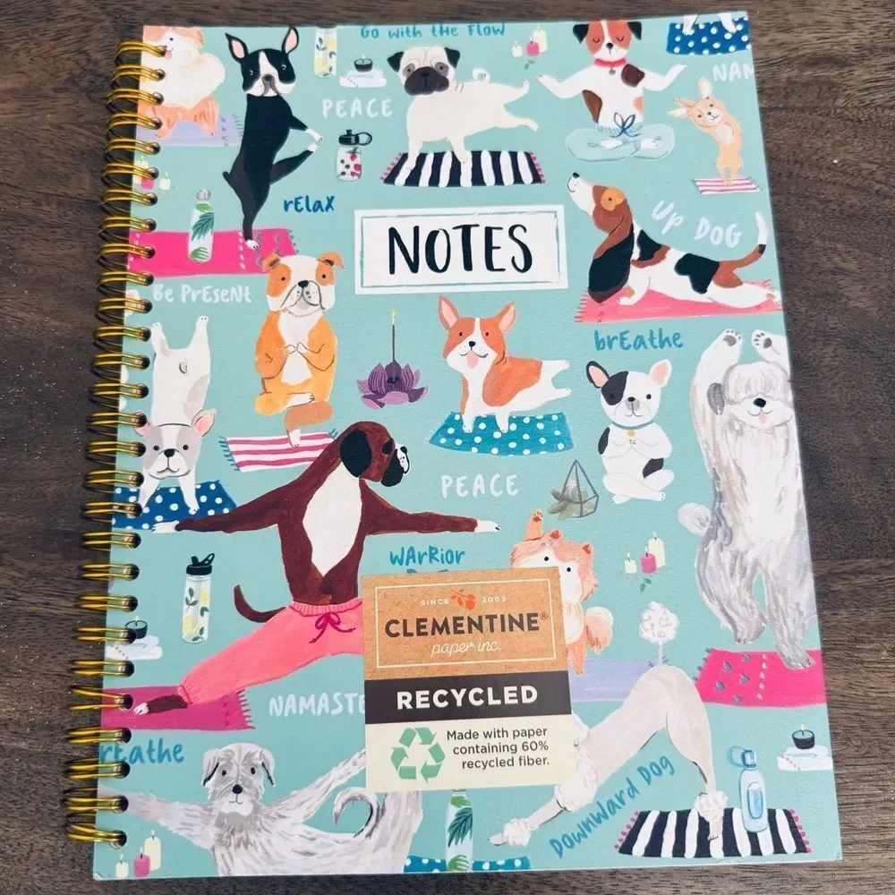 Yoga Pose Dog Print Clementine Notes Spiral Notebook Journal